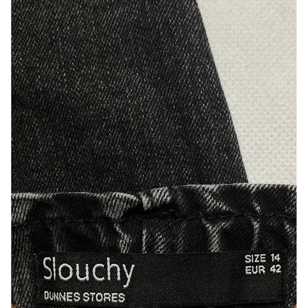 Jones Stores Slouchy Jeans Women 28 Washed Black Paperbag Stretchy Waist Tapered - Picture 6 of 12